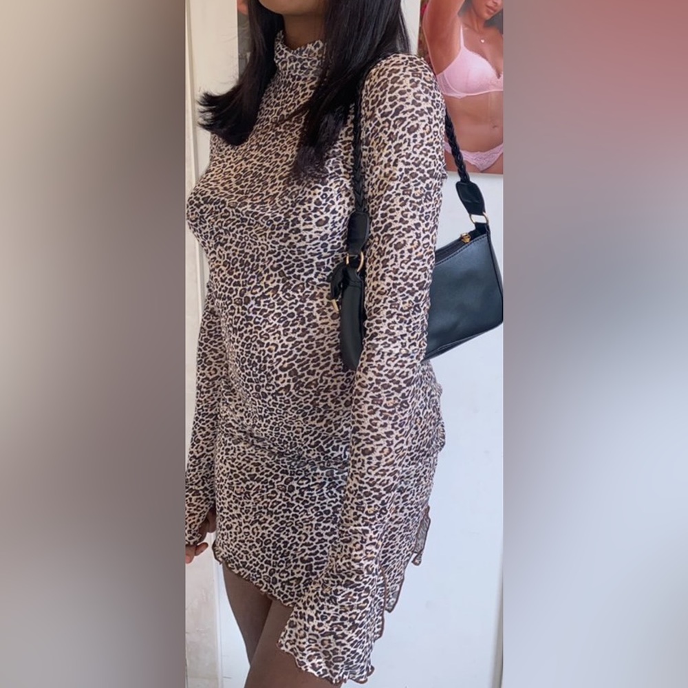 Sheer cheetah print dress